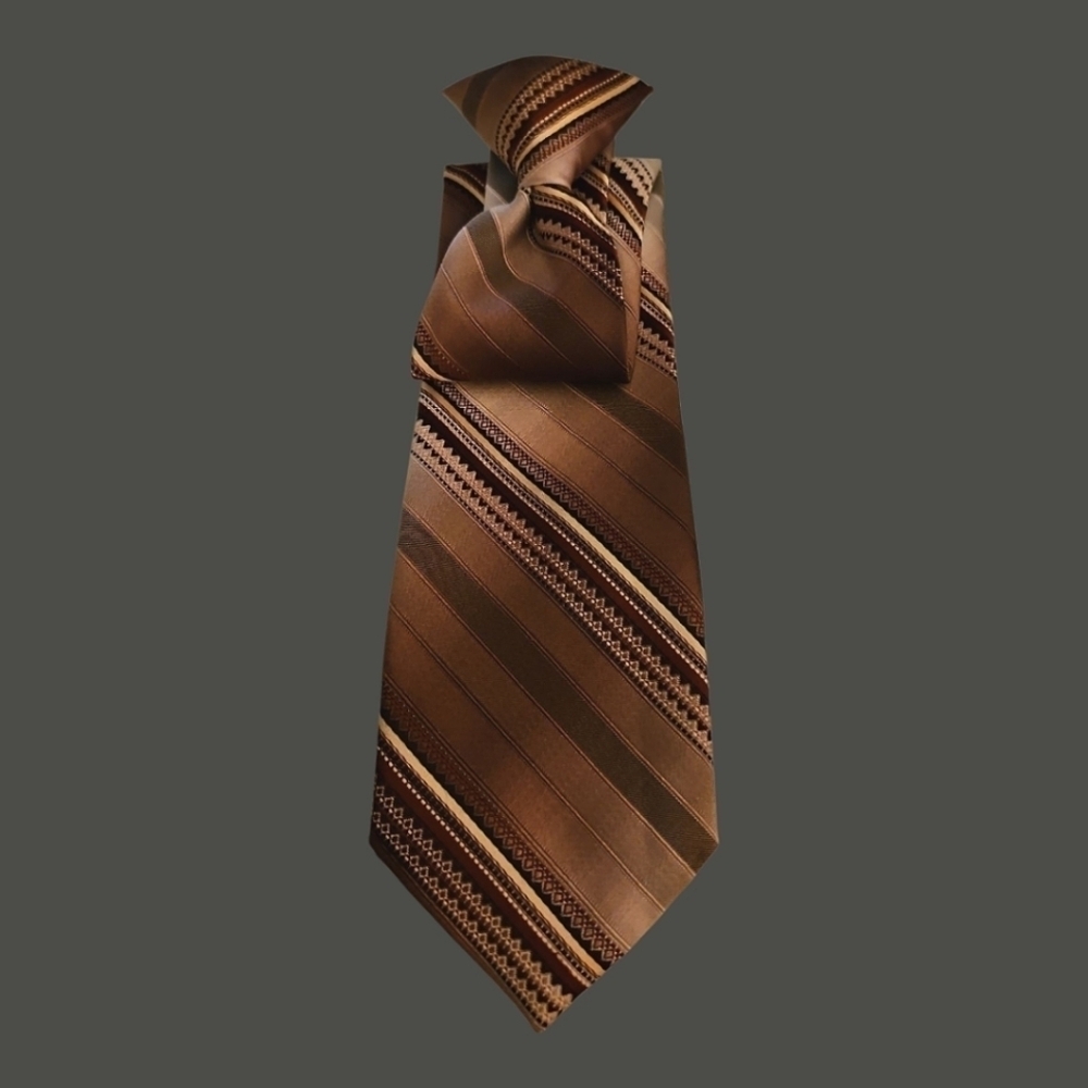 Vtg JOSKE'S 1980s Brown Striped Slim Clip-on Tie